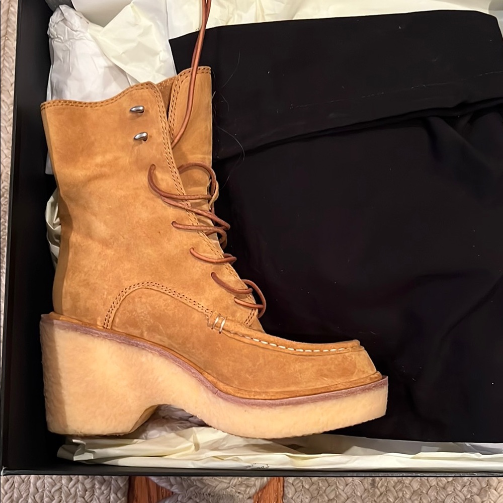 Rag & Bone Tan Lace Up Boots with Platform Sole